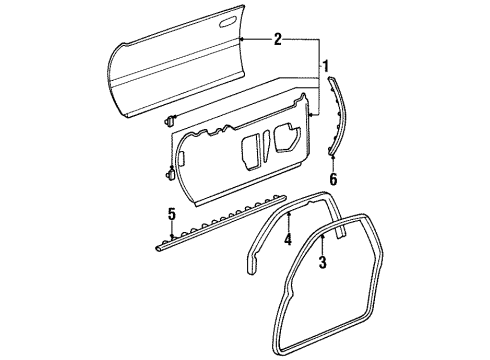 1996 Buick Riviera Retainer Assembly, Roof Side Rail Weatherstrip Diagram for 25662299