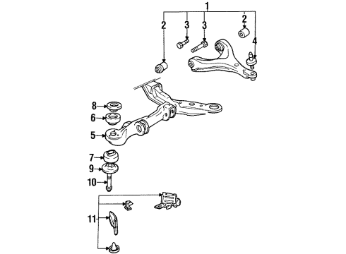 1997 Oldsmobile Regency Front Suspension, Control Arm, Stabilizer Bar Diagram 1 - Thumbnail