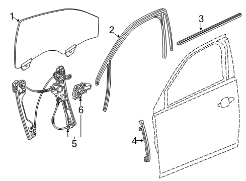 2014 Chevy Impala Window, Front Side Door Diagram for 84372700