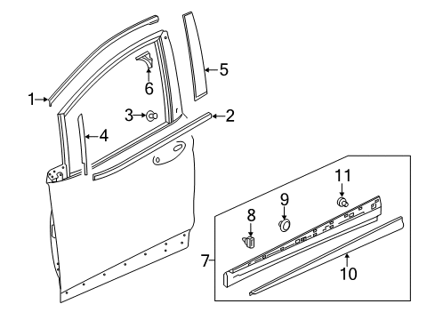 2021 Chevy Bolt EV Exterior Trim - Front Door Diagram