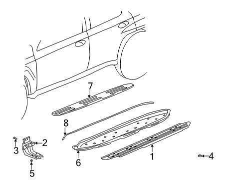 2002 Chevy Trailblazer Exterior Trim - Pillars, Rocker & Floor Diagram