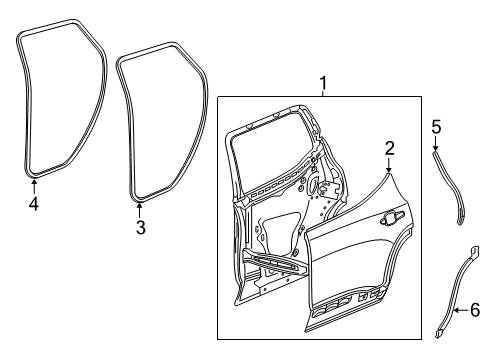 2017 GMC Acadia Rear Door, Body Diagram