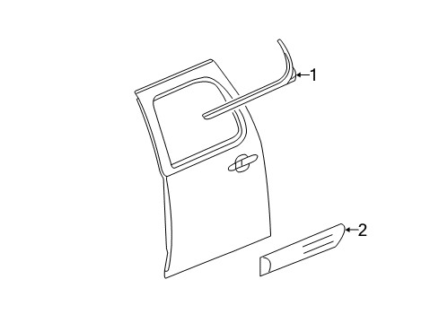 2014 Chevy Silverado 3500 HD Exterior Trim - Rear Door Diagram