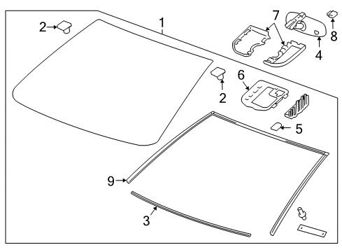 2014 Chevy Cruze Windshield Glass, Reveal Moldings Diagram