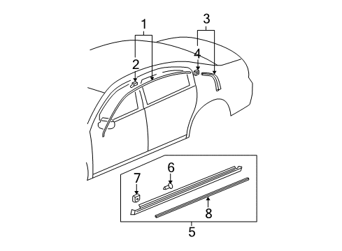 2011 Buick Lucerne Exterior Trim - Pillars, Rocker & Floor Diagram