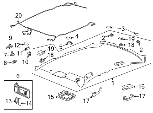 2017 Buick LaCrosse Panel Assembly, Headlining Trim *Black Diagram for 26215283