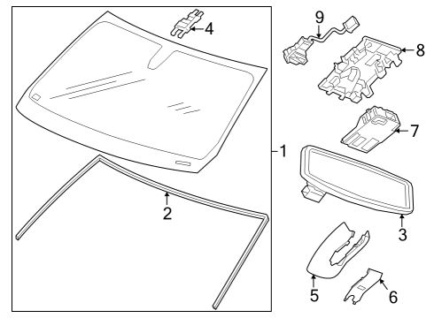 2022 GMC Sierra 1500 Glass - Windshield Diagram 2 - Thumbnail