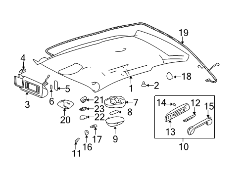 2003 Chevy Impala Panel Assembly, Headlining Trim *Pewter R Diagram for 15143327