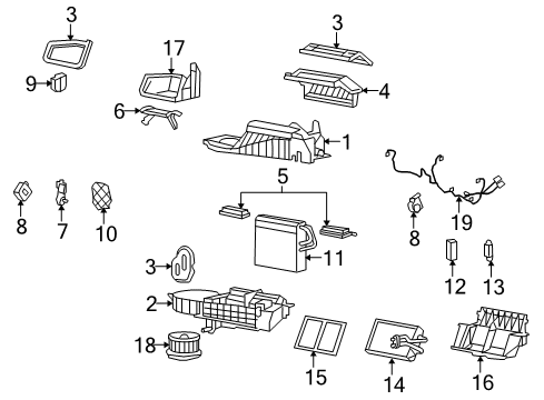 2005 Cadillac XLR Evaporator Asm,A/C Diagram for 89018847