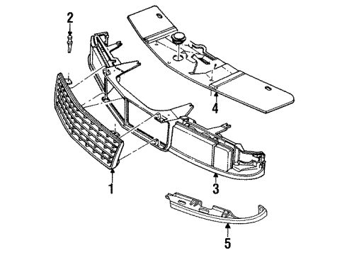 1992 Cadillac Seville Fil, Headlamp & Radiator Grille Mtng Panel Diagram for 3524160