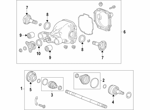 2020 Cadillac CT5 Rear Axle, Differential, Drive Axles, Propeller Shaft Diagram