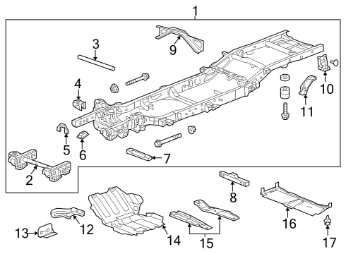 2016 Chevy Silverado 1500 Crossmember Assembly, Trans Support Diagram for 23208305