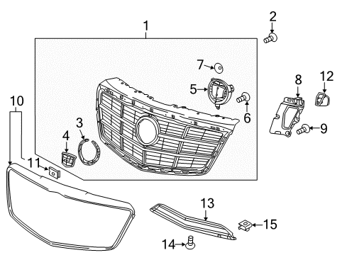 2015 Cadillac CTS Radiator Grille Emblem Assembly Diagram for 20971940