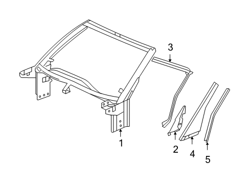 2007 Chevy Corvette Windshield Header & Components, Exterior Trim Diagram