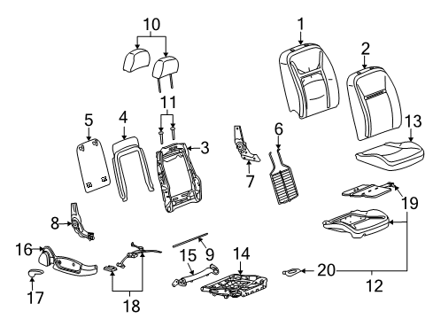 2010 Chevy Impala Passenger Seat Components Diagram 2 - Thumbnail