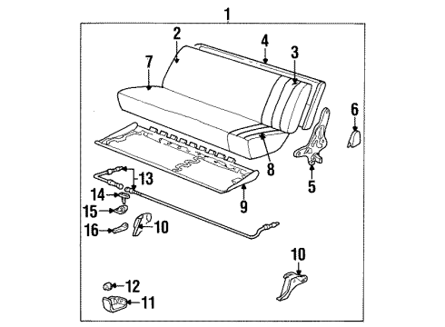 1989 Chevy C1500 Rear Seat Components Diagram