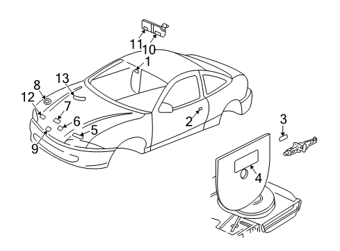 2000 Pontiac Sunfire Label, Vehicle Emission Control Information Diagram for 24577506