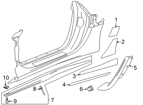 2017 Chevy Corvette Protector, Rocker Panel Rear Molding Diagram for 23494458