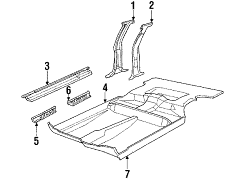 1987 Oldsmobile 98 Center Pillar, Rocker Panel Diagram