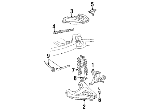 1984 Cadillac DeVille Front Suspension, Control Arm Diagram 2 - Thumbnail