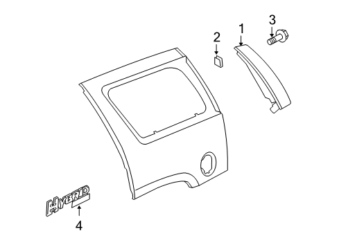 2009 Cadillac Escalade Applique Assembly, Quarter Panel Upper Diagram for 25970601