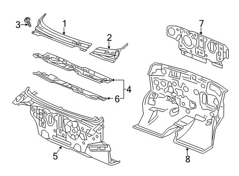 2013 Chevy Spark Insulator Assembly, Dash Panel Upper Diagram for 95963208