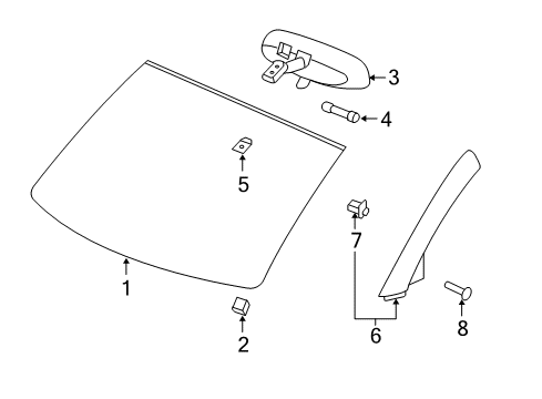 2004 Chevy SSR Windshield Glass, Reveal Moldings Diagram