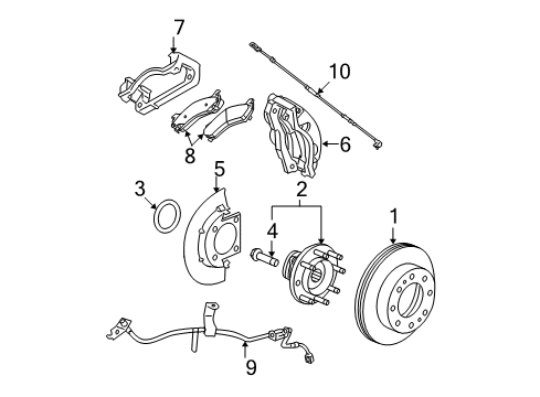 2008 GMC Sierra 2500 HD Front Brakes Diagram 4 - Thumbnail