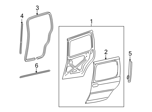 2006 Saturn Relay Side Loading Door - Door & Components Diagram