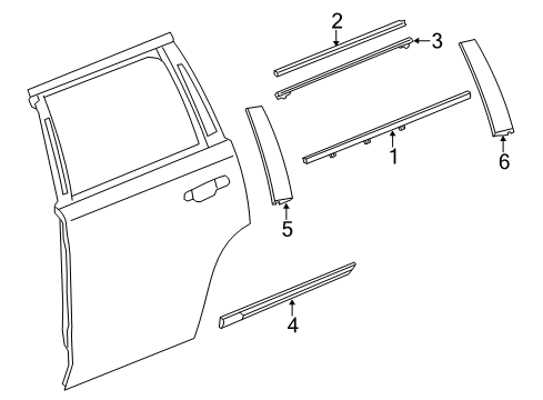 2018 Chevy Tahoe Exterior Trim - Rear Door Diagram