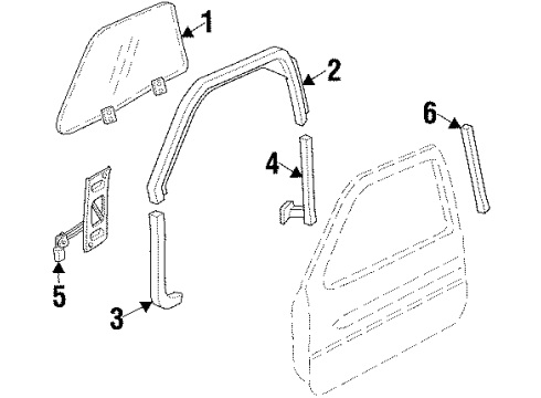 2002 Pontiac Grand Prix Window Assembly, Front Side Door <Use 1C5J Diagram for 10404050