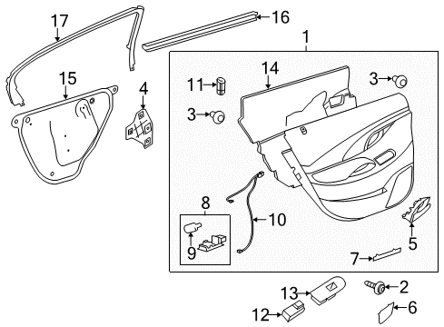 2014 Buick LaCrosse Trim Assembly, Rear Side Door *Black Diagram for 26264270