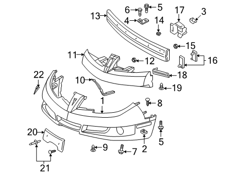 2005 Pontiac Sunfire Retainer Asm,Front End Fascia Outer (L.H.) Diagram for 22629293