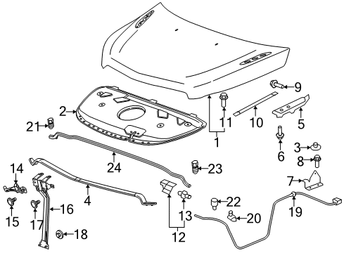 2016 Buick Enclave Weatherstrip Assembly, Hood Rear Diagram for 22761903