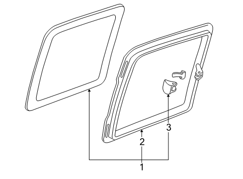 2005 Chevy Silverado 1500 Rear Door - Glass & Hardware Diagram 1 - Thumbnail