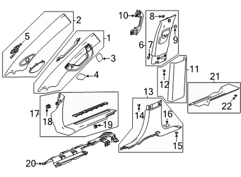 2023 GMC Yukon Cover Assembly, Ctr Plr Lwr G/Mldg Lwr Hole *Vy Dk Atmos Diagram for 84546544