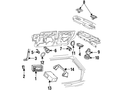 1996 Oldsmobile Aurora Speaker Asm,Radio Front *Gray L Diagram for 25651638