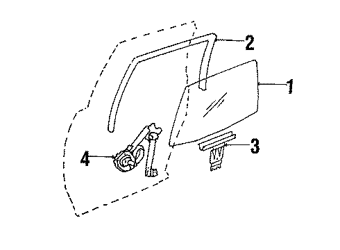 1985 Buick Century Rear Door - Glass & Hardware Diagram