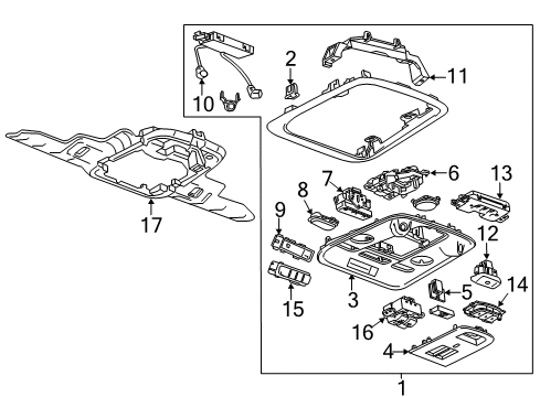 2017 Cadillac ATS Alarm Assembly, Theft Dtrnt Diagram for 39098012