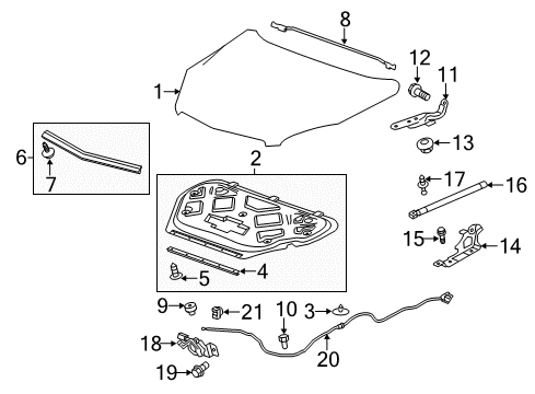 2012 Chevy Equinox Hood & Components Diagram