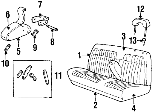 1993 Chevy C3500 Front Seat Components Diagram 1 - Thumbnail