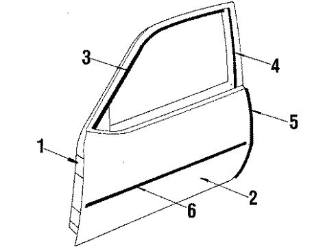 1988 Oldsmobile Firenza Front Door, Body Diagram 1 - Thumbnail