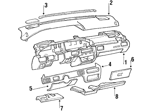 1988 Pontiac Bonneville Plate Assembly, Instrument Panel Trim Diagram for 25534032