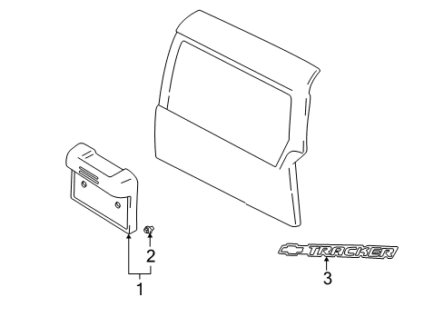 2001 Chevy Tracker Exterior Trim - Lift Gate Diagram