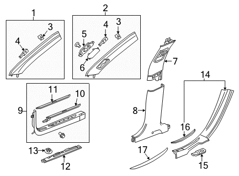 2019 Cadillac CT6 Molding Assembly, W/S Garn *Black Diagram for 84477090