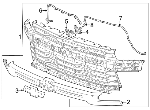 2024 Chevy Silverado 2500 HD Grille & Components Diagram