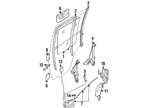 1998 Chevy Tracker Rear Side Door Window Regulator Diagram for 30012549