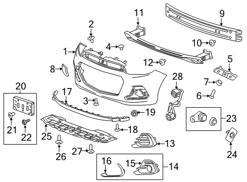 2018 Chevy Spark Attachment Pkg, Front License Bracket Diagram for 95259737