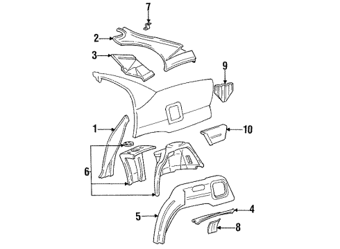 2000 Chevy Lumina Extension, Quarter Outer Panel Upper Rear Diagram for 10281323