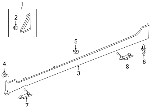 2011 Chevy Cruze Cover,Rocker Panel Molding Jacking Opening Rear (RH) *Se*Service Primer Diagram for 95215115